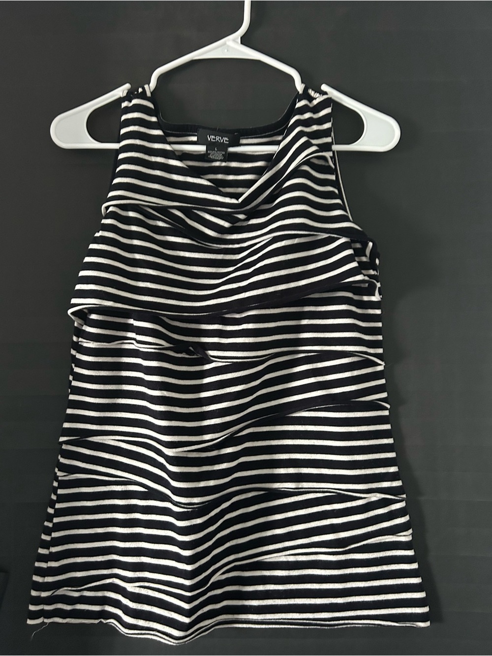 Verve Kids Black & White Striped Ruffle Knit Dress